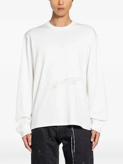 Mastermind Japan Stitched-skull Long-sleeve Cotton T-shirt In White