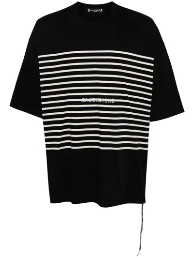 Mastermind Japan Stripe-print Cotton T-shirt In Black