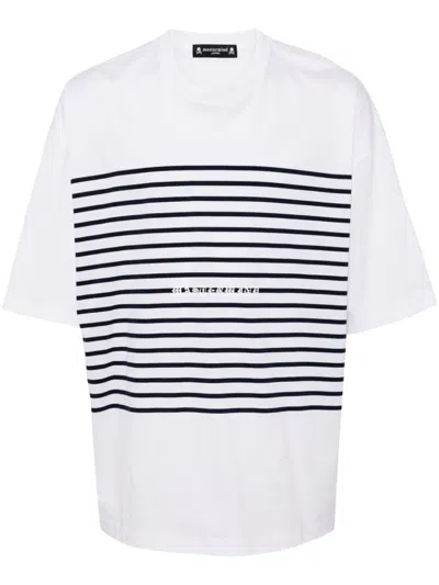 Mastermind Japan Stripe-print Cotton T-shirt In White