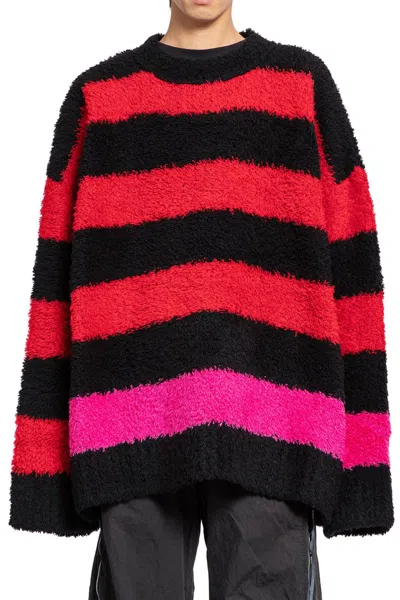 Mastermind Japan Striped Fuzzy Cashmere Skull Sweater In Multicolor
