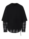 Mastermind Japan Multilayered Cotton Sweatshirt With Plaid Detail In Black