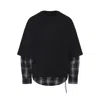 Mastermind Japan Multilayered Cotton Sweatshirt With Plaid Detail In Black