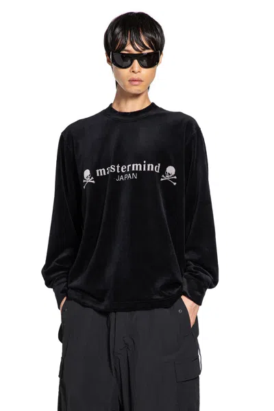 Mastermind Japan Velvet Logo Long Sleeve T-shirt In Black