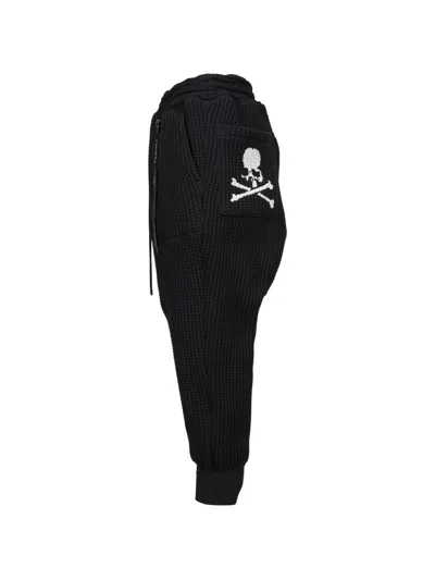 Mastermind Japan Waffle-knit Logo-detail Trousers In Black