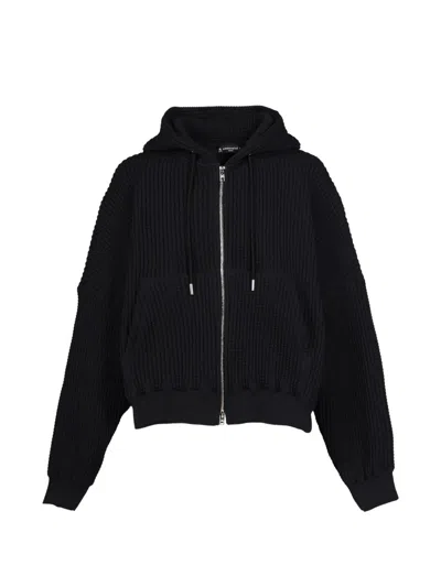 Mastermind Japan Waffle-knit Zip-up Hoodie In Blue