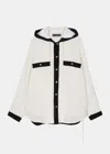 Mastermind Japan Logo-embroidered Tweed Jacket In White X Black