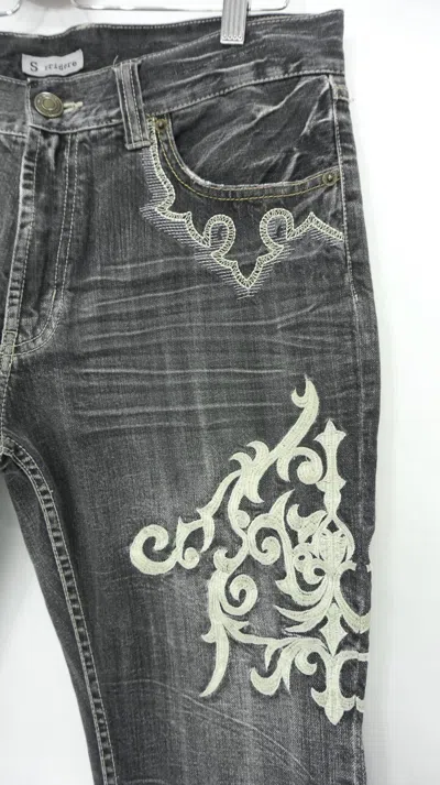 Pre-owned Mastermind Japan X Tornado Mart Japan Flare Sorriderre Vintage Tattoo Tribal Distressed Jeans In Faded Black