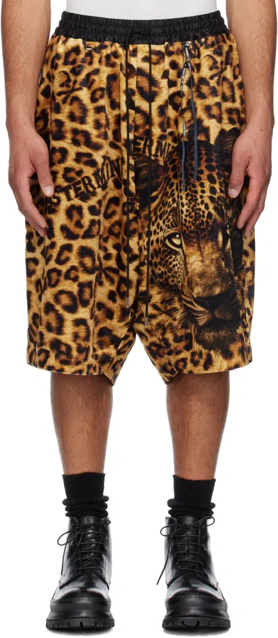 Mastermind Japan Yellow & Black Oversized Fit Leopard Shorts