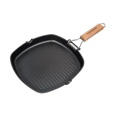 Masterpan Nonstick Grill Pan With Folding Handle In Black