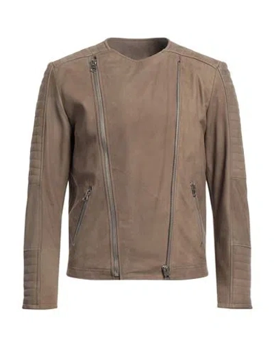 Masterpelle Man Jacket Khaki Size Xxl Soft Leather In Beige