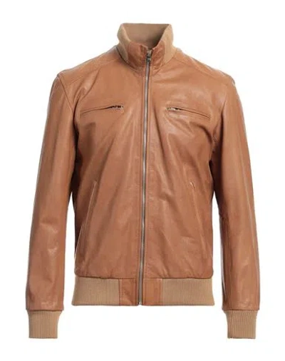 Masterpelle Man Jacket Tan Size Xxl Soft Leather In Brown
