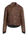 Masterpelle Woman Jacket Brown Size 6 Soft Leather In Brown