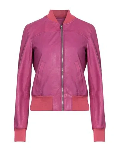 Masterpelle Woman Jacket Fuchsia Size 10 Soft Leather In Pink