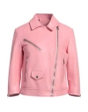 Masterpelle Woman Jacket Pink Size 2 Soft Leather In Pink