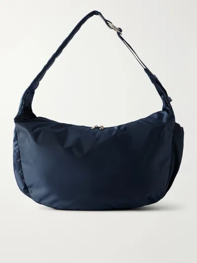 Master-piece Ark Leather-trimmed Satin Shoulder Bag In Blue