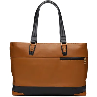 Master-piece Brown Gloss Tote In Camel