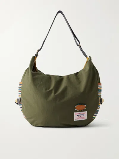 Master-piece Chup Leather-trimmed Cotton Shoulder Bag In Green