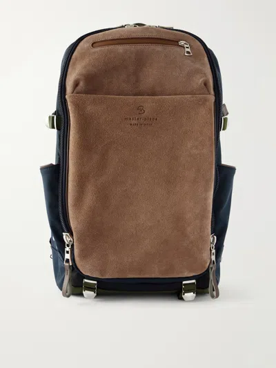 Master-piece Grave Suede-trimmed Canvas Backpack In Brown