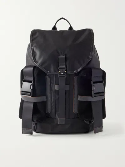 Master-piece Leather And Suede-trimmed Cordura® Backpack In Black
