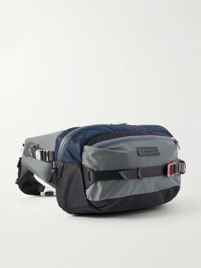 Master-piece Leather-trimmed Cordura® Twill Belt Bag In Gray
