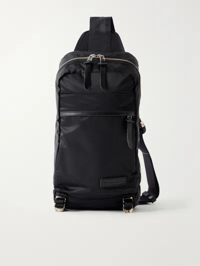 Master-piece Lightning Leather-trimmed Shell Sling Backpack In Black