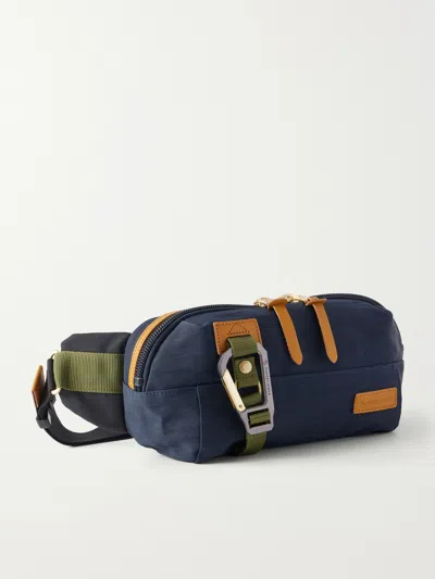 Master-piece Link Leather-trimmed Nylon-twill Belt Bag In Blue