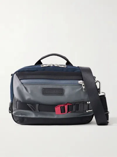 Master-piece Potential Small Leather-trimmed Cordura® Nylon Messenger Bag In Gray