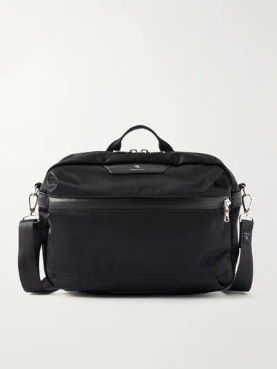 Master-piece Proress Leather-trimmed Twill Messenger Bag In Black