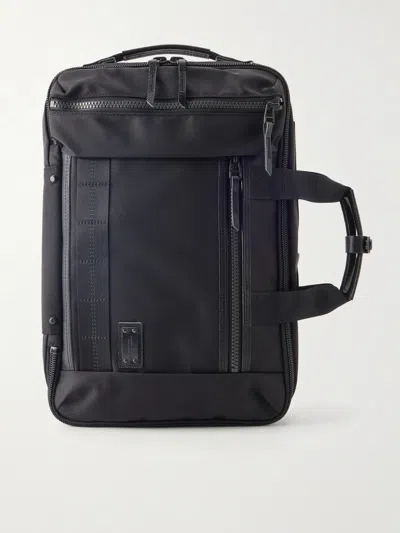 Master-piece Rise Leather And Canvas-trimmed Cordura® Mastertex Backpack In Black