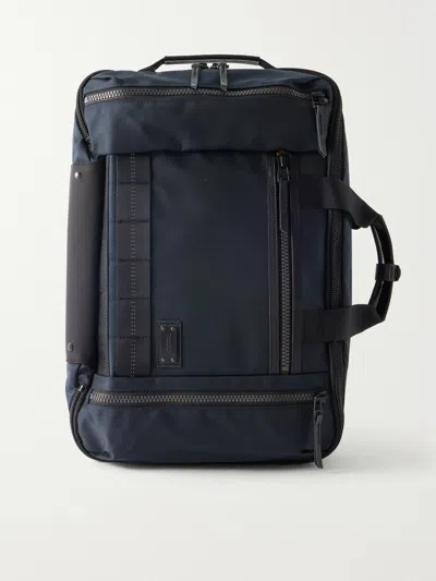 Master-piece Rise Leather And Canvas-trimmed Cordura® Mastertex Backpack In Blue