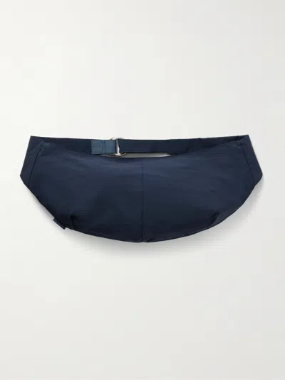 Master-piece Sash Large Leather-trimmed Coated-nylon Sling Bag In Blue