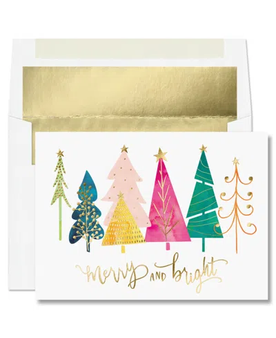 Masterpiece Studios Merry Bright Treeline Holiday Boxed Cards In Transparent