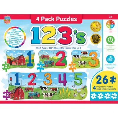 Masterpieces Educational 123 On The Farm Jigsaw Puzzle - Pack Of 4