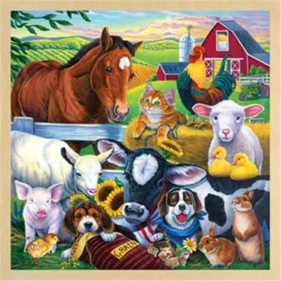 Masterpieces Farm Friends Wooden Tray Puzzle - 48 Piece