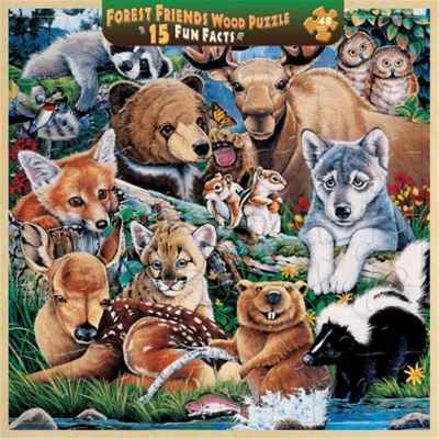 Masterpieces Forest Friends Fun Facts Kid's Puzzle- 48 Pieces