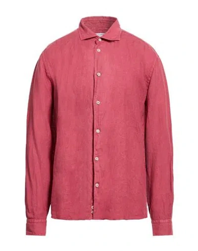 Mastricamiciai Man Shirt Brick Size 17 Linen In Red