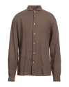 Mastricamiciai Man Shirt Brown Size 16 Linen In Brown