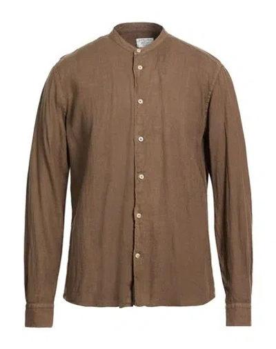 Mastricamiciai Man Shirt Brown Size 16 Linen