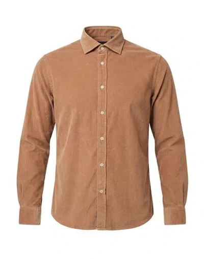 Mastricamiciai Man Shirt Camel Size 15 ¾ Cotton, Elastane In Multi