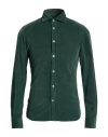 Mastricamiciai Man Shirt Dark Green Size 15 Cotton, Elastane