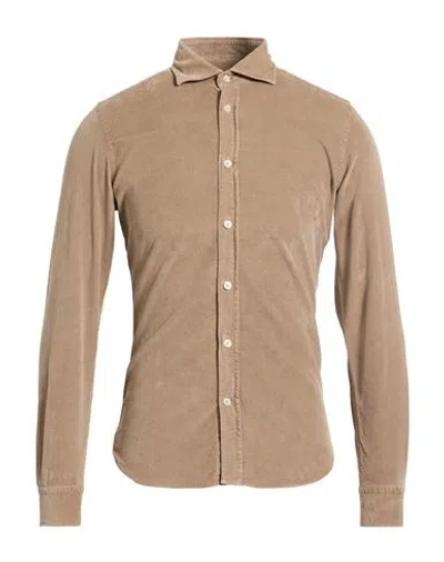 Mastricamiciai Man Shirt Khaki Size 15 ½ Cotton, Elastane In Neutral