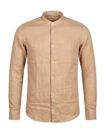 Mastricamiciai Man Shirt Light Brown Size 15 Linen In Neutral
