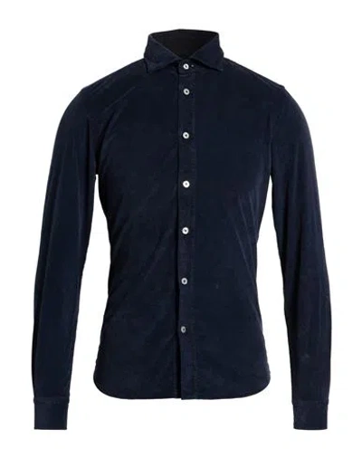 Mastricamiciai Man Shirt Midnight Blue Size 15 Cotton, Elastane
