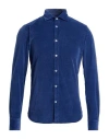 Mastricamiciai Man Shirt Navy Size 15 ½ Cotton, Elastane In Blue
