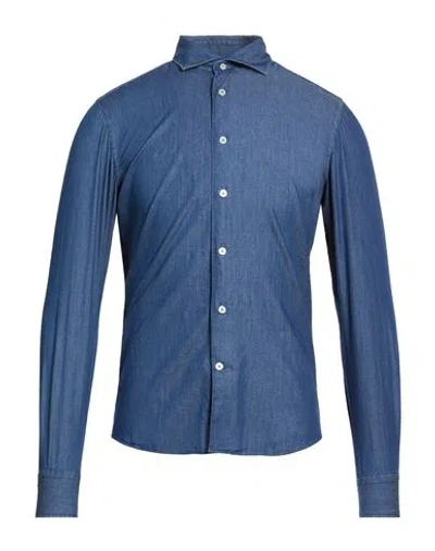Mastricamiciai Man Shirt Navy Size 17 ½ Cotton In Blue