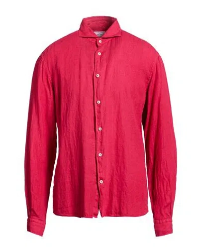 Mastricamiciai Man Shirt Red Size 16 ½ Linen In Pink