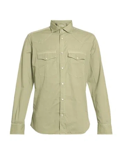 Mastricamiciai Man Shirt Sage Green Size 16 Linen, Cotton