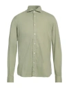 Mastricamiciai Man Shirt Sage Green Size 16 ½ Cotton, Elastane In Sage Green