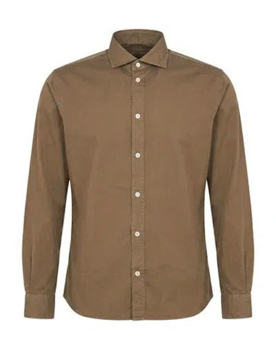 Mastricamiciai Man Shirt Sand Size 15 ½ Cotton In Brown