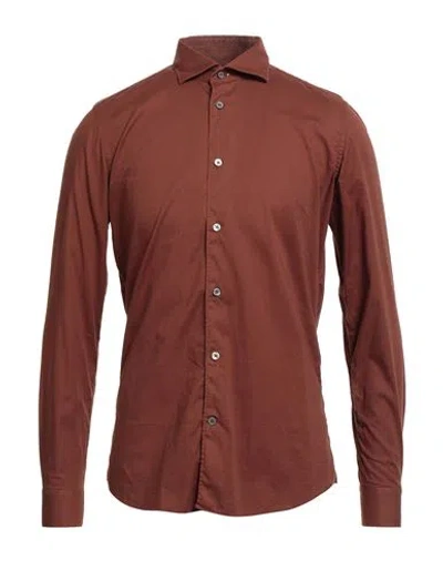 Mastricamiciai Man Shirt Tan Size 17 ½ Cotton